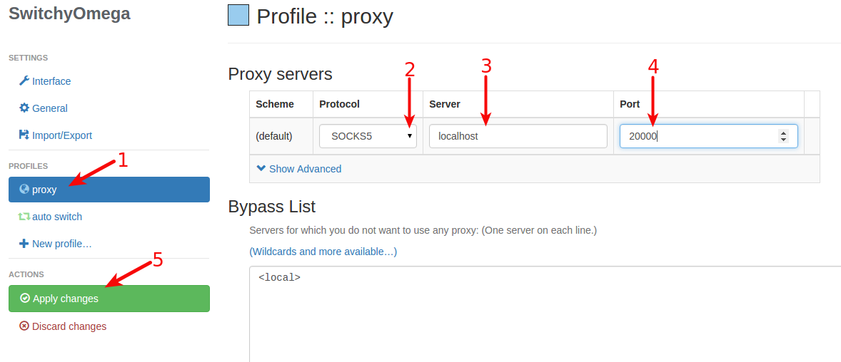 google chrome proxy configuration