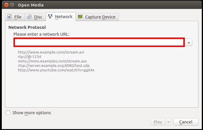 VLC network stream configuration